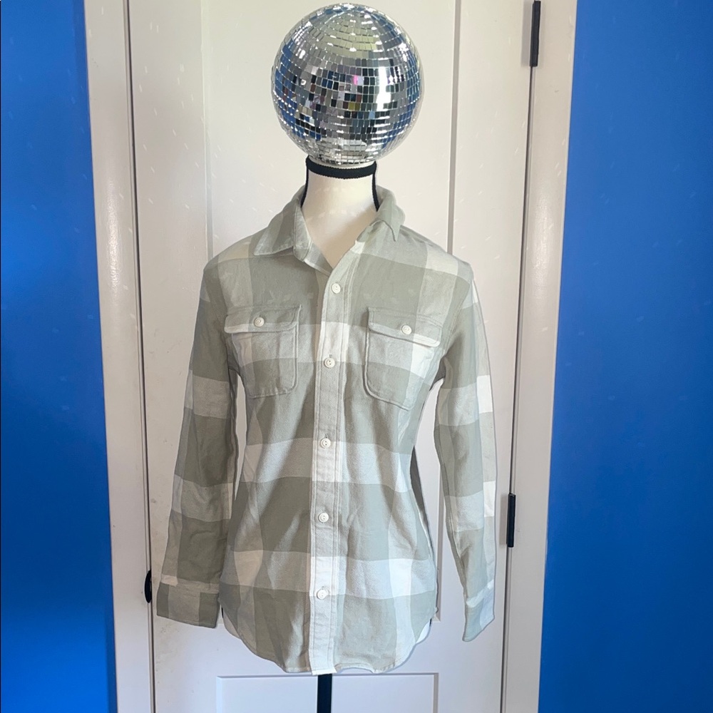GAP Kids Green and White Plaid Button Down Shirt